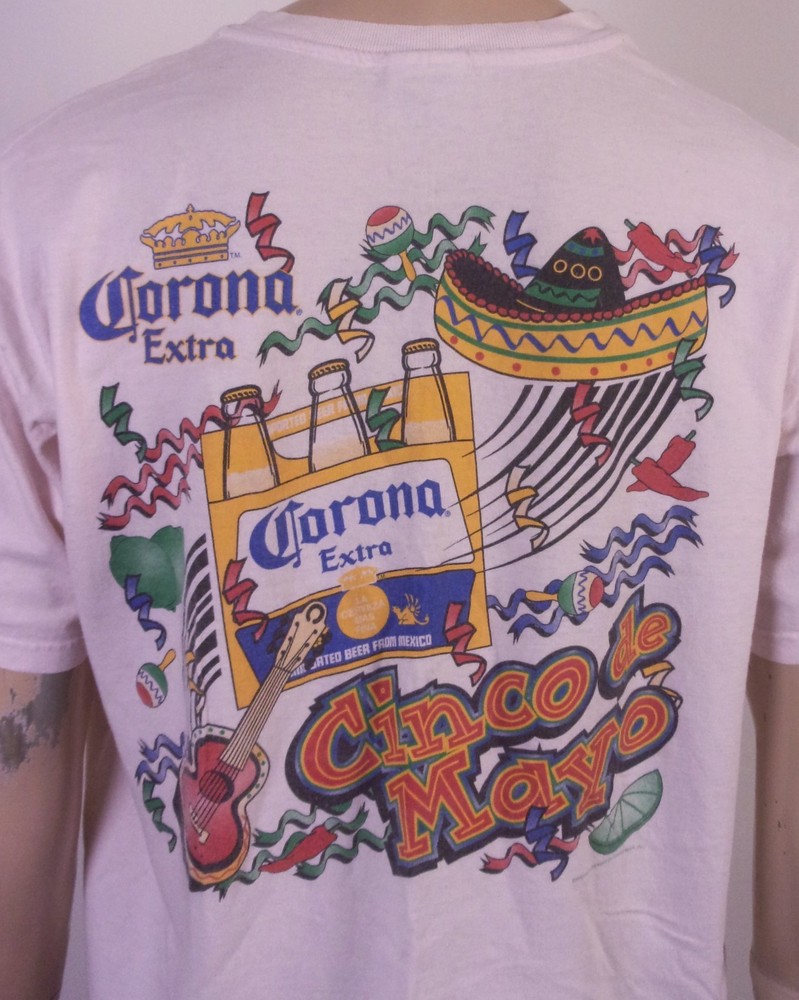 vintage 90s 00s Y2K Corona Extra T-Shirt Cinco De Mayo 2 Sided SZ XL