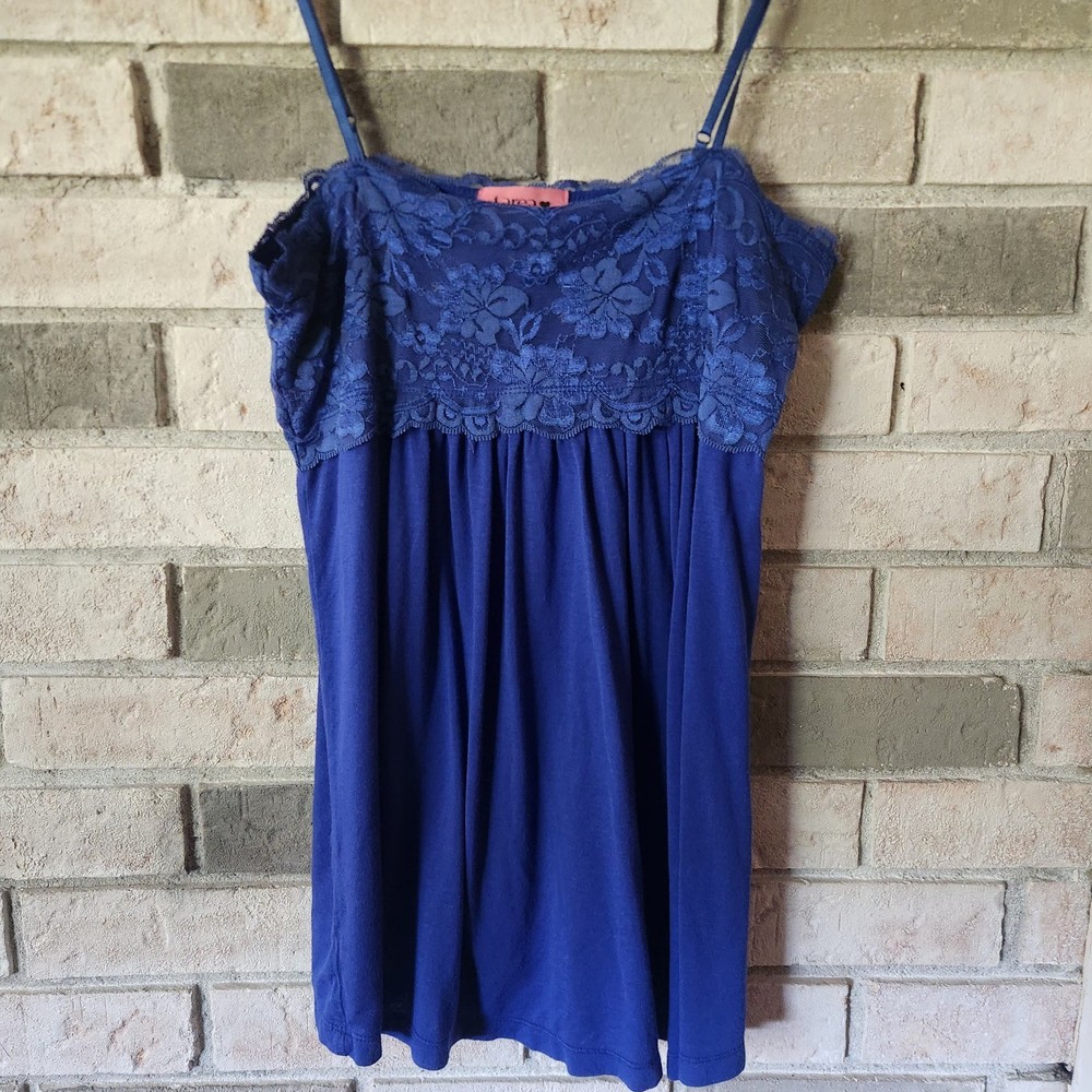 Tarea By Rue 21 WMNS Small Tank Top Shirt Lace Blue Y2K Vintage EUC Summer Beach