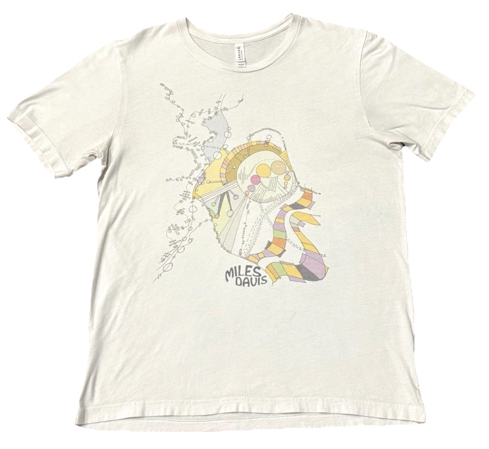 Miles Davis Abstract Jazz Graphic T-Shirt Bella Canvas White Men’s L-image