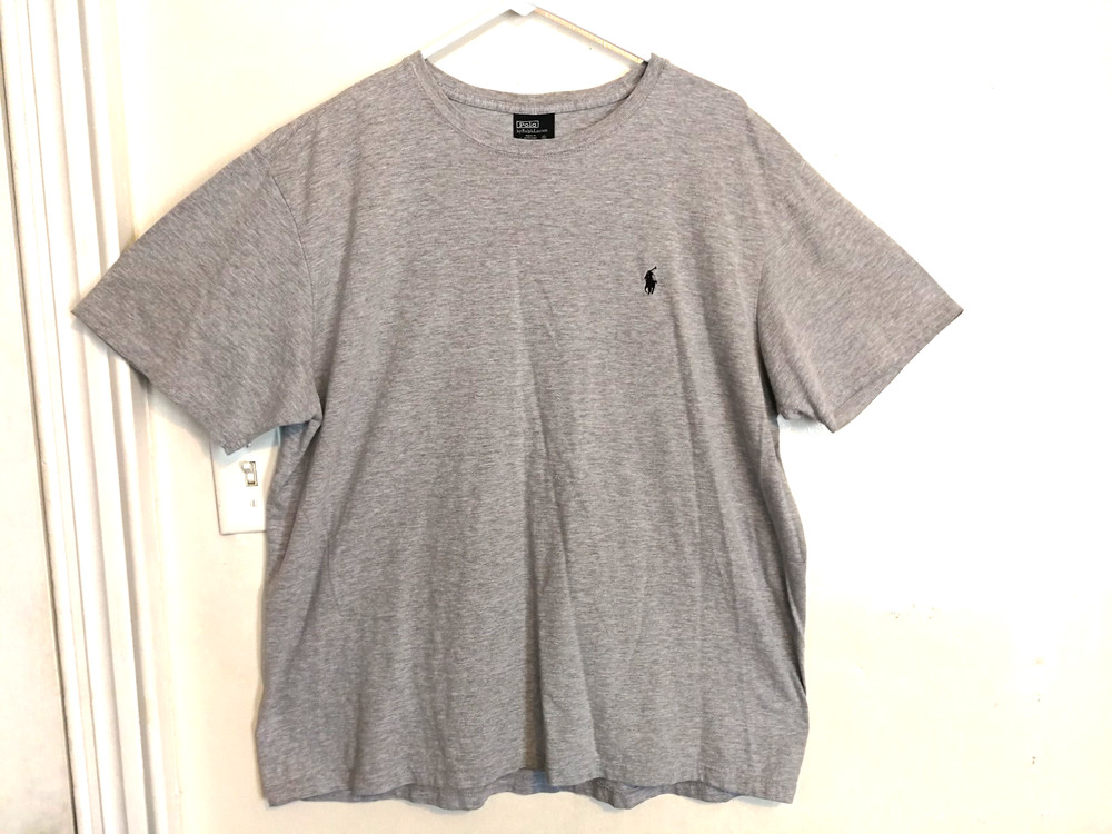 Polo Ralph Lauren Mens Shirt XL Gray Pony Logo Crew Neck Cotton Short Sleeve