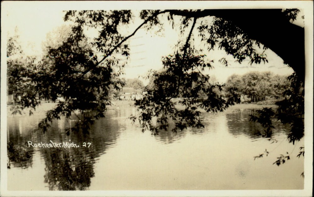 RPPC Rochester Michigan Lake and Home mailed 1945 vintage real photo postcard