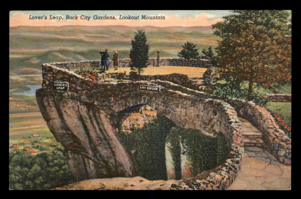 Lovers Leap Rock City Gardens Lookout Mountain Unp Postcard
