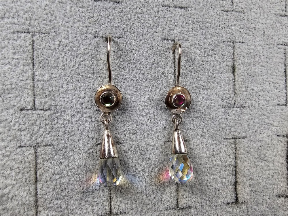 Grandma Grabe's Beautiful Vintage 925 Sterling Aurora Borealis 4.68G Earrings