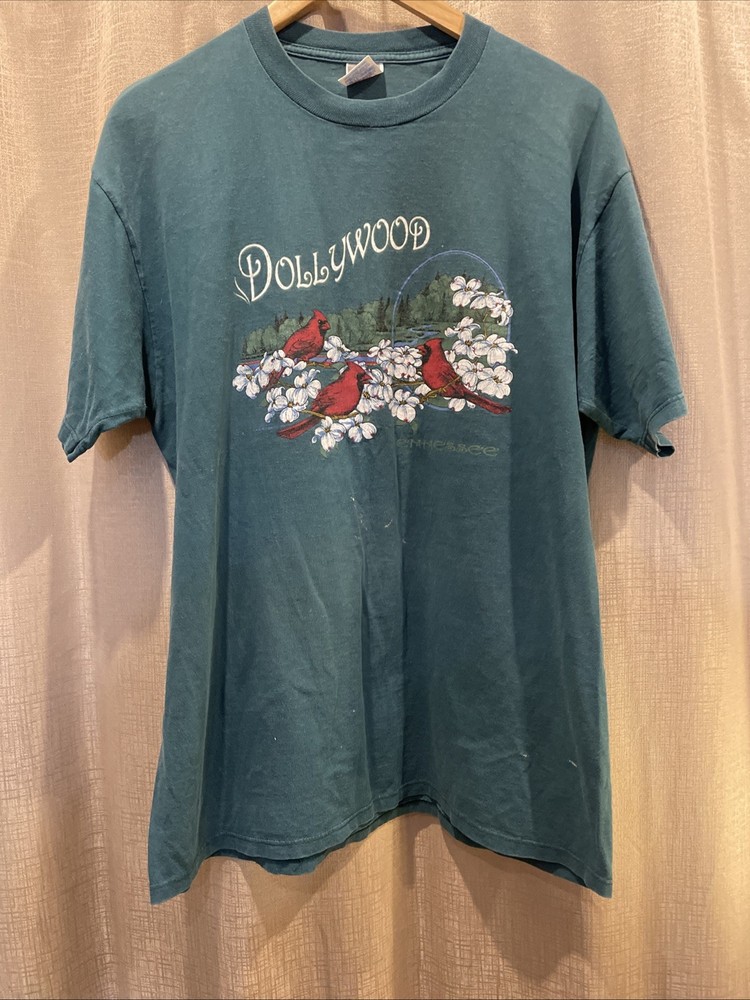 Vintage Dollywood Logo T-Shirt XL Dolly Parton Blue