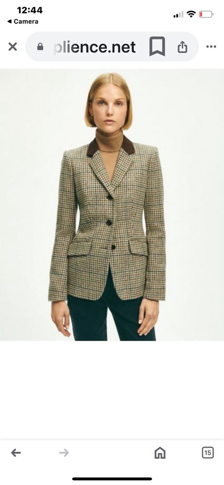 Brooks Brothers Equestrian Herringbone Blazer W/Velvet Collar made in USA
