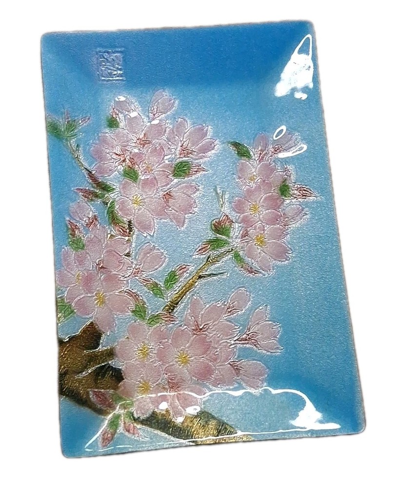BEAUTIFUL COLLECTIBLE VINTAGE ANDO CLOISONNÉ  TRAY Cherry Blossom Tree Japan