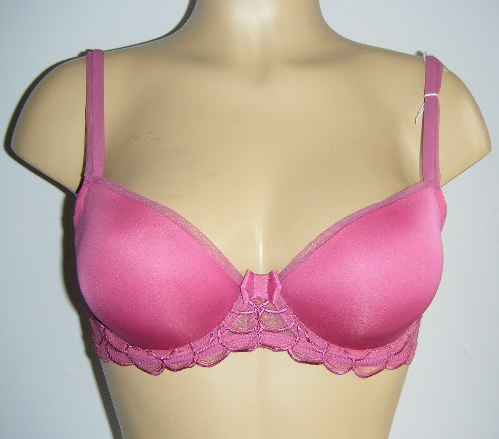 Lou Frambo Bra Pink Balcony Size 32D Underwired Padded Balconette 20597 New