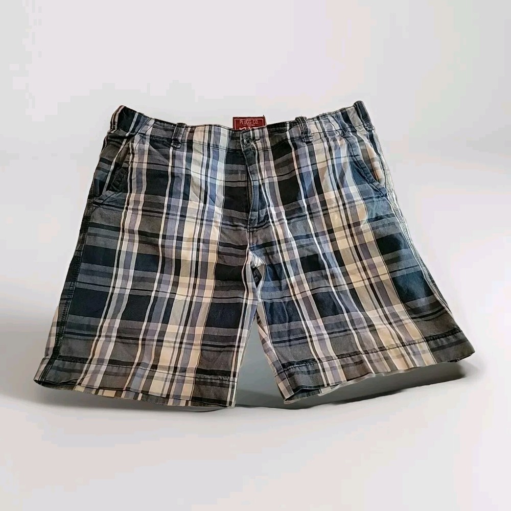 PLUGG Blue Plaid Chino Shorts Men's Size 40 X 10