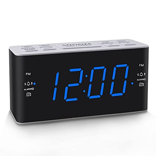 Digital Alarm Clock Radio with AM FM Radio, Dual Alarms, Preset, Blue