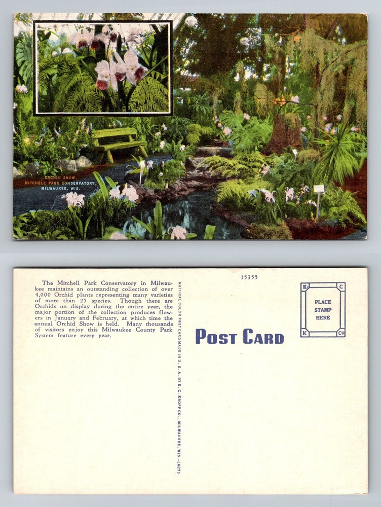 Milwaukee, WI-Wisconsin, Mitchell Park Conservatory Orchid Show Vintage Postcard