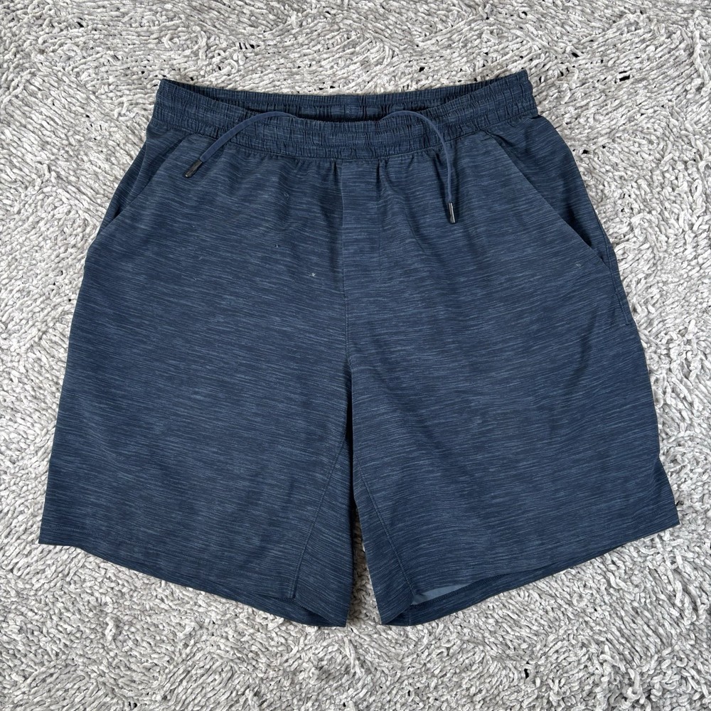 Lululemon Pace Breaker Linerless Short 9 Mens Large Navy Blue Activewear Stretch