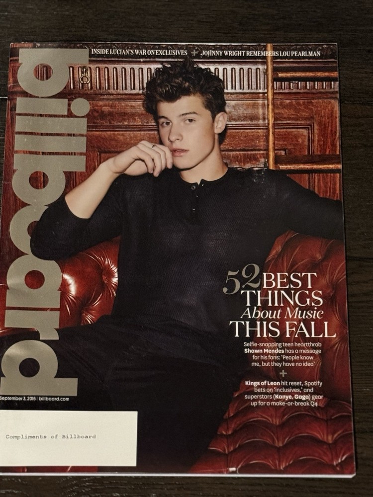 Billboard Magazine Sept 2016 - Shawn Mendes Cover