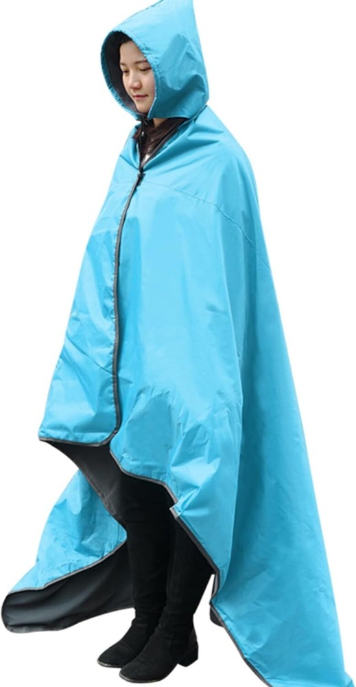 Outdoor Waterproof Camping Blanket - Hooded Fleece Windproof Blanket (Sky Blue)