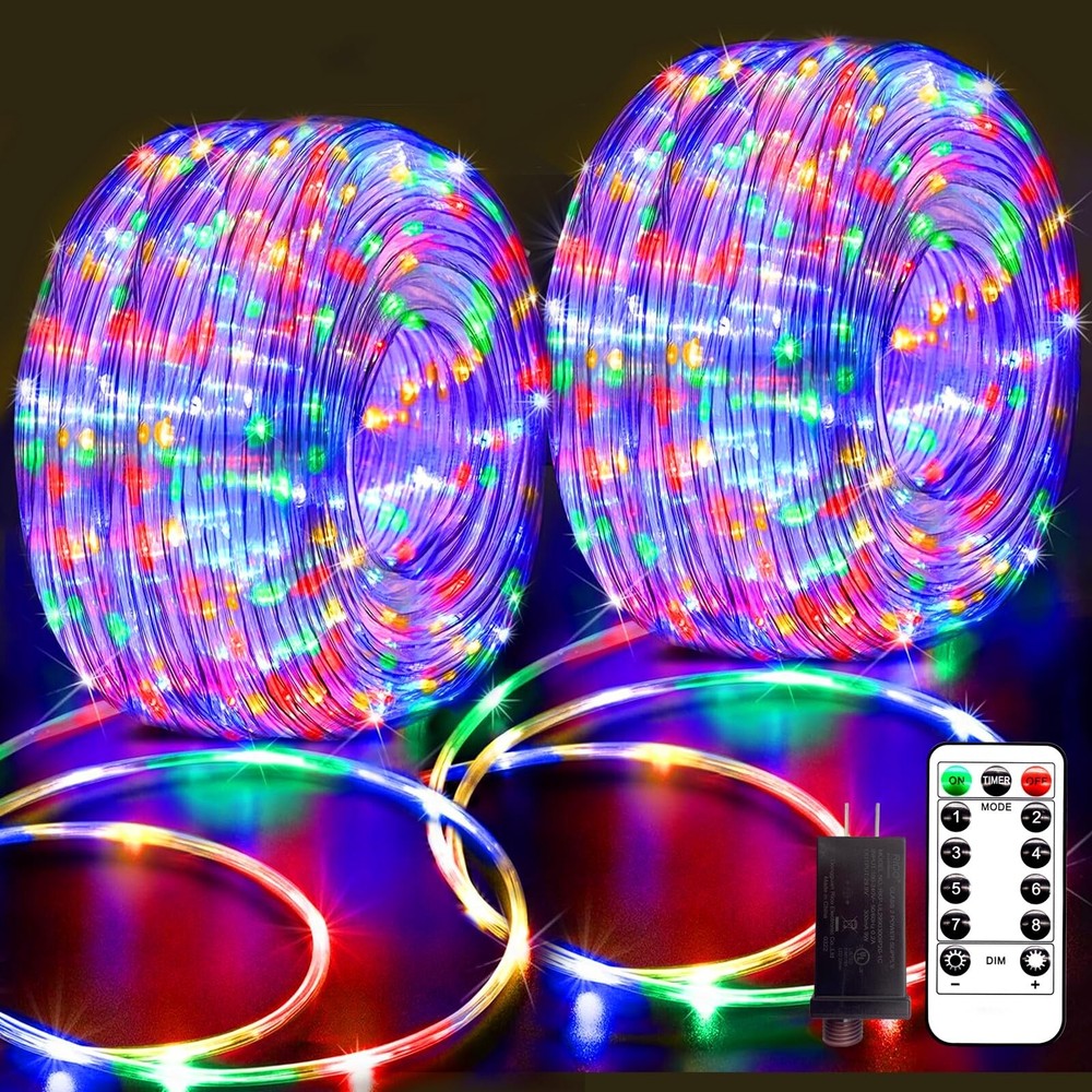132FT Outdoor Rope Lights, 2 Pack 66FT Connectable String Lights for Patio, Yard & Garden