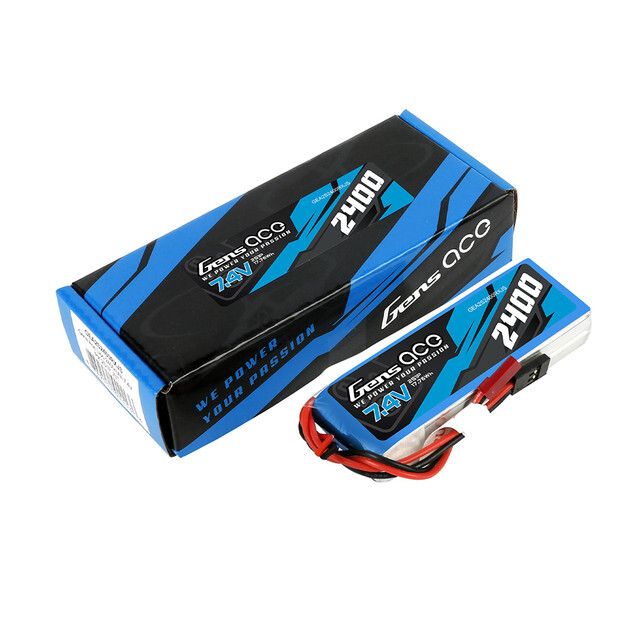 Gens Ace 2400mAh 7.4V 2S Receiver RX Lipo Battery Pack With JST-SYP Plug-image