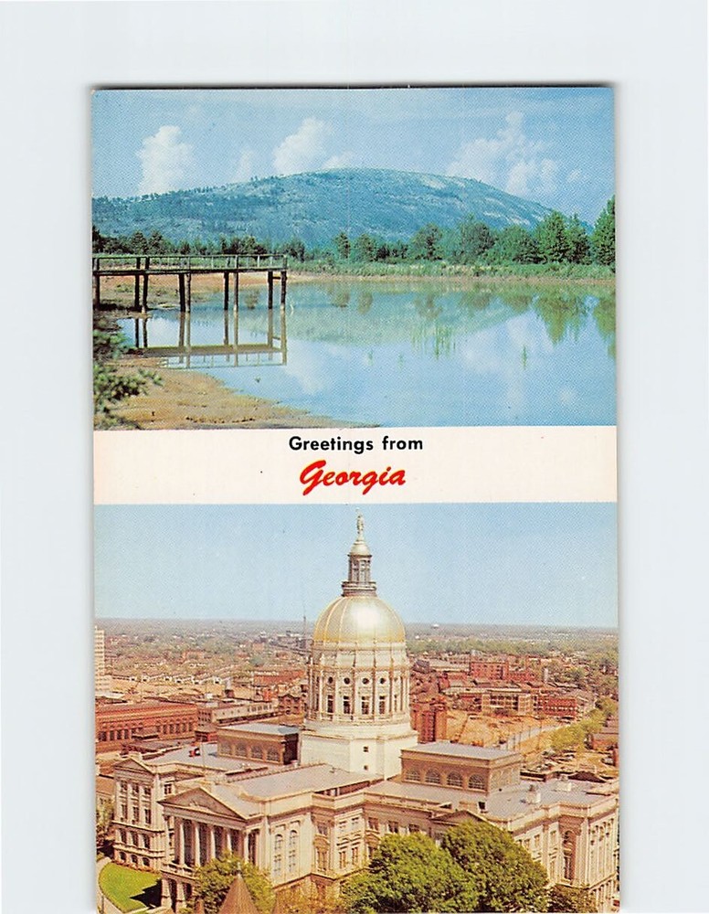 Postcard Greetings From Georgia - Stone Mountain & State Capitol