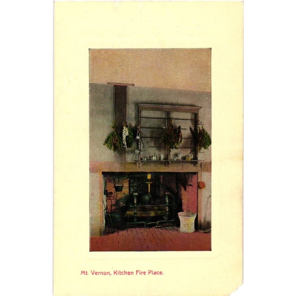 Mt Vernon Kitchen Fireplace Vintage Postcard Leet Bros Washington DC Virginia