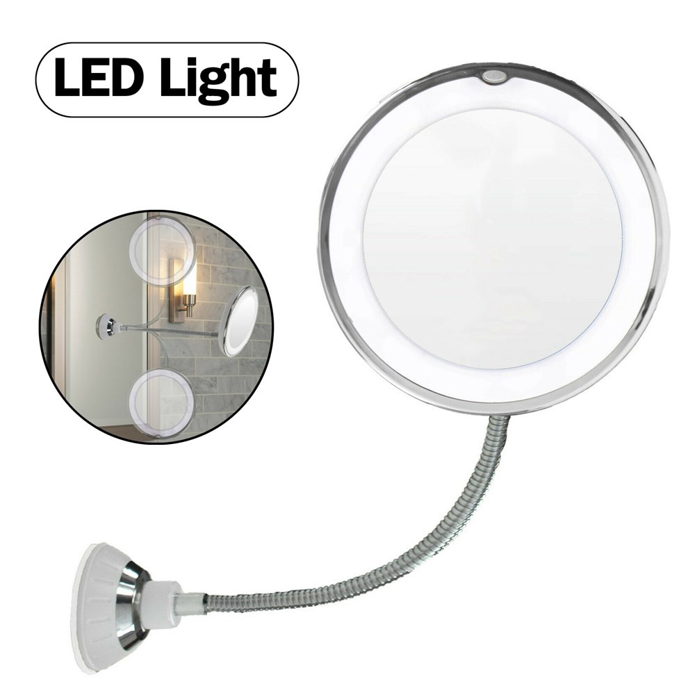 ✨10X Flexible Gooseneck Makeup Mirror with LED Light Bathroom Suction Cup 7
