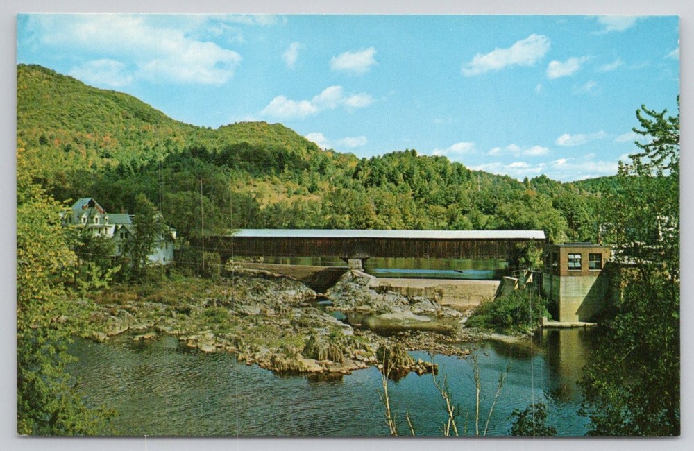 Bath Covered Bridge Haverhill NH Ammonoosuc River Postcard 1984