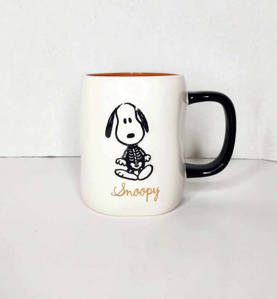 Rae Dunn Halloween Snoopy Skeleton Ceramic Mug 2024 Limited Edition