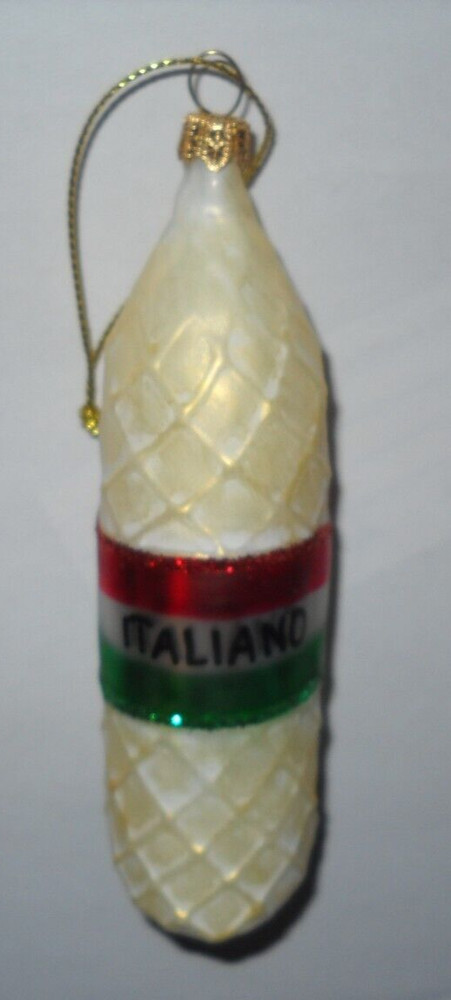 Italian Salami ITALIANO SALAME Polish Mouth Blown Glass Christmas Ornament MINT