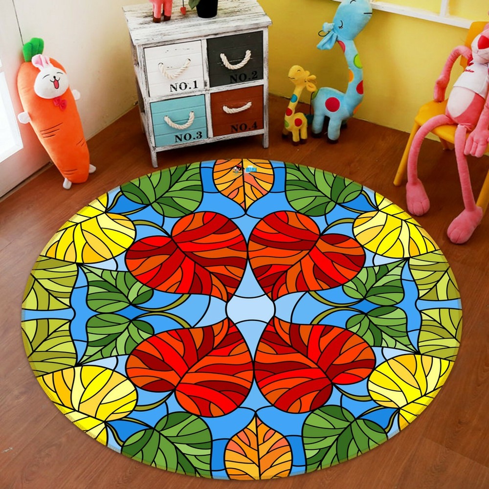 3D Red Love Leaves NAO10307 Game Rug Mat Elegant Photo Carpet Mat Fay