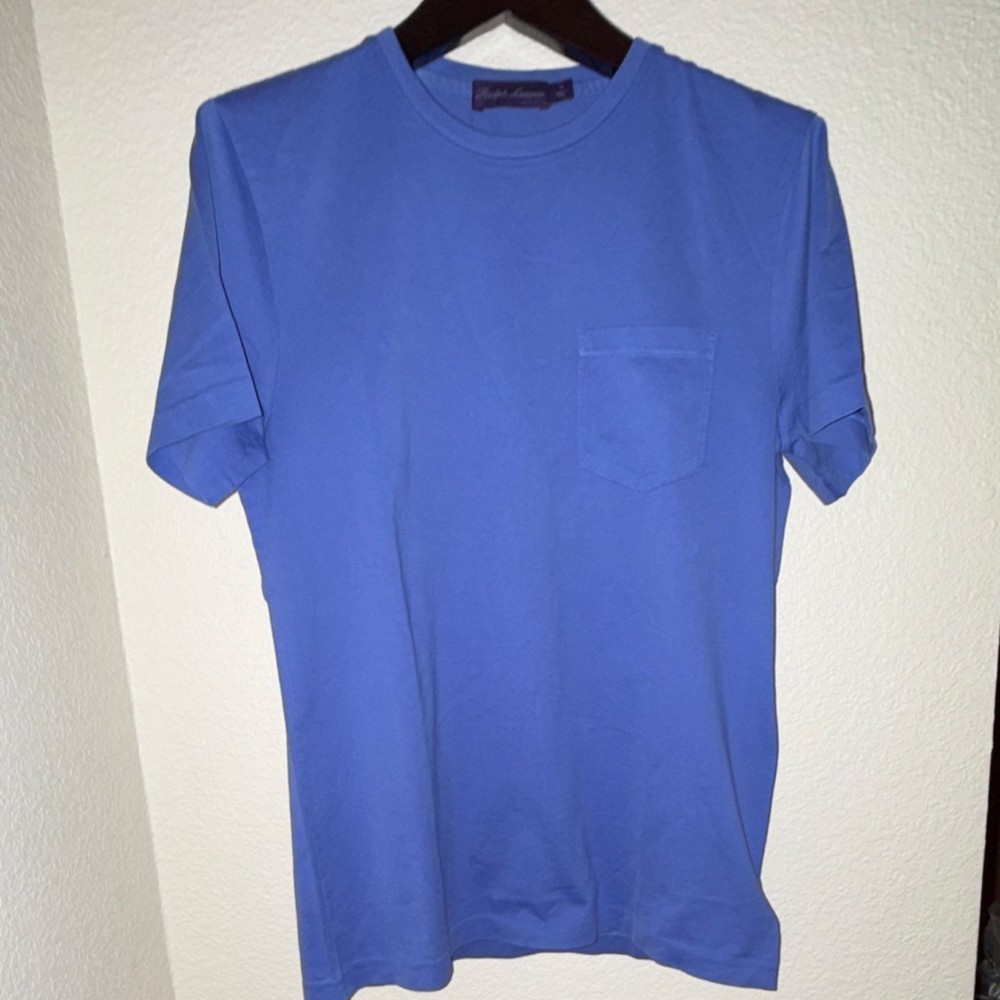 Ralph Lauren Purple Label Men’s Blue Cotton Knit Crew Neck Pocket T-Shirt Size S