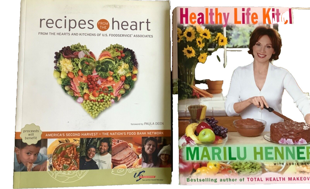 Recipes from the Heart Lot of 2 Healthy Life Kitchen Marilu Henner Great Photos