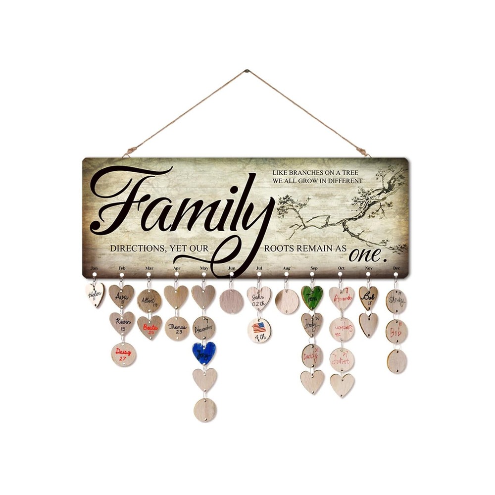 Gifts for Grandma Family Tree Wall Decor Family Birthday Board DIY Wooden Bir...