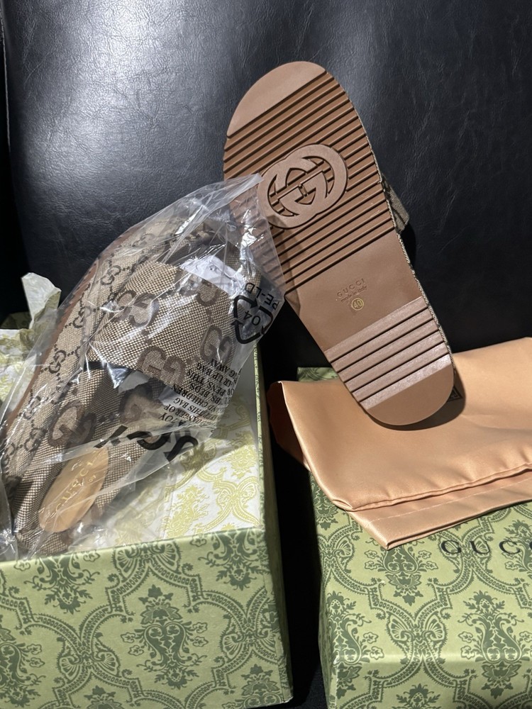 Brand New Gucci Angelina Maxi GG Platform Slide Sandals for Women Size 40