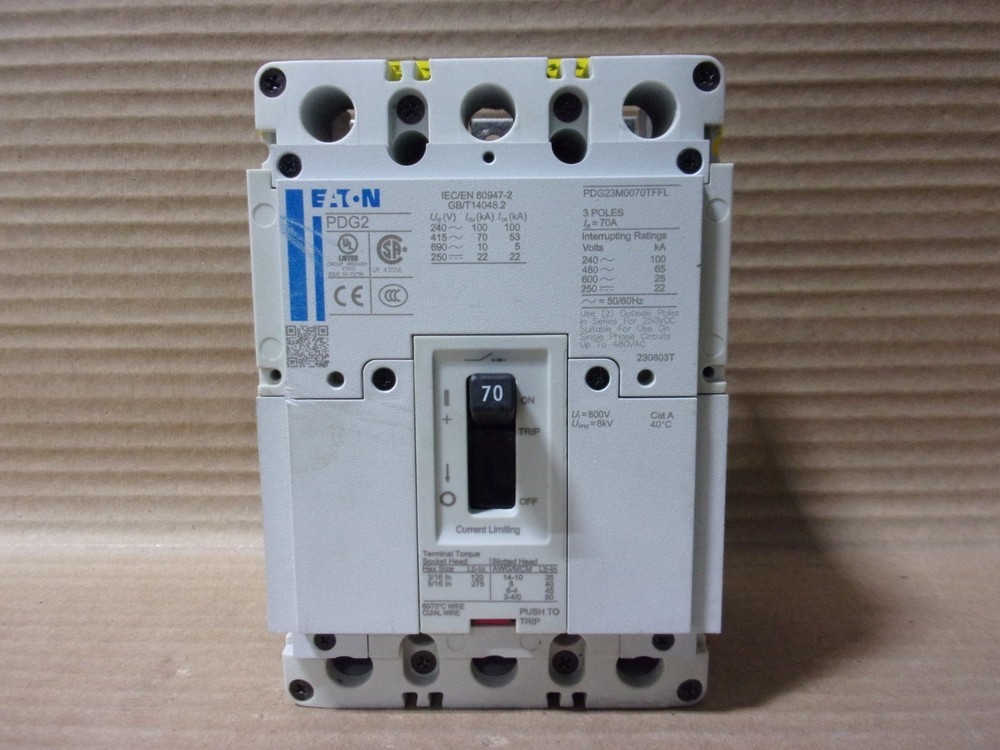 NEW EATON PDG PDG2 PDG23M0070TFFL 3 Pole 70 Amp 600V Circuit Breaker NTO