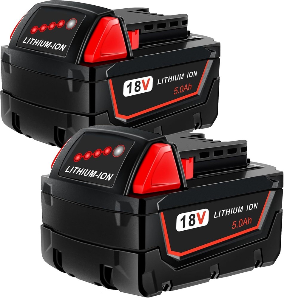 2 Pack 5.0Ah 18V Lithium Replacement Batteries for Milwaukee M18 Compatibility