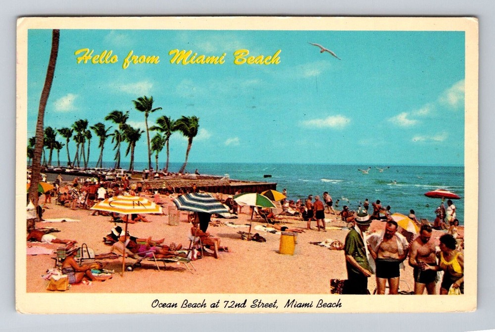 Miami Beach FL-Florida, Ocean Beach, General Greetings, Vintage c1965 Postcard
