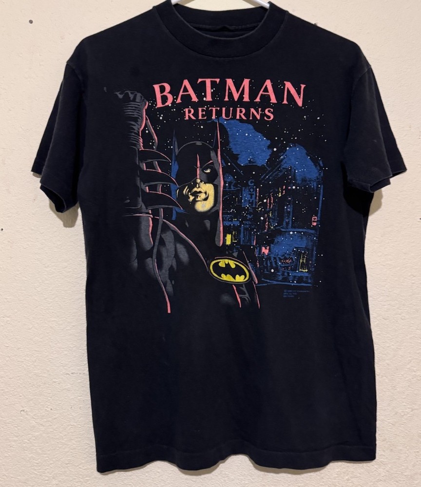 Vintage 1991 Batman Returns 90s DC comics Black T Shirt Size M Single Stitch