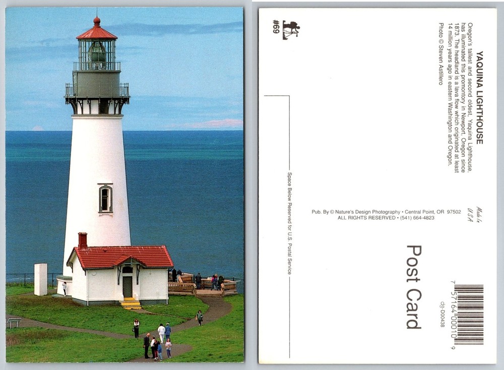 Yaquina Lighthouse Newport Oregon Postcard Scenic Pacific Coast Landmark View