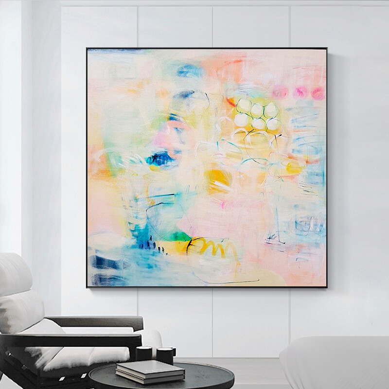 Hand painted Oil Painting Abstract Yellow Canvas Oil Ppainting Modern Home Decor