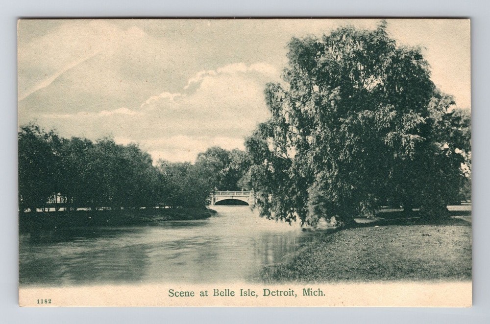 Detroit MI-Michigan, Scenic View at Belle Isle, Vintage Postcard
