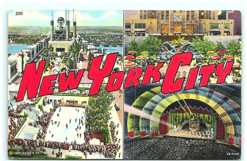 S03-6063, Greetings From New York City, 1940S Linen Large Letter Postcard