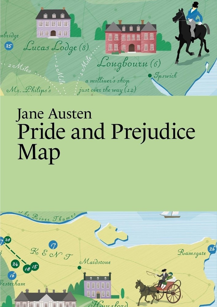 Jane Austen, Pride and Prejudice Map by Martin Thelander Folded Book