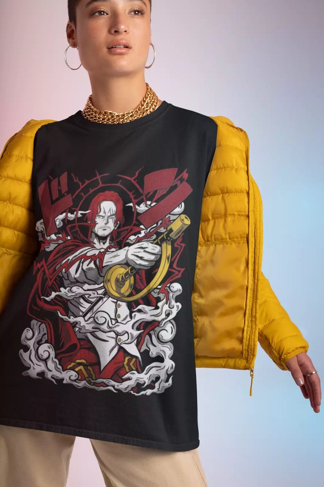 Anime Cole Shanks One Piiece Black T Shirt Size S - 5XL