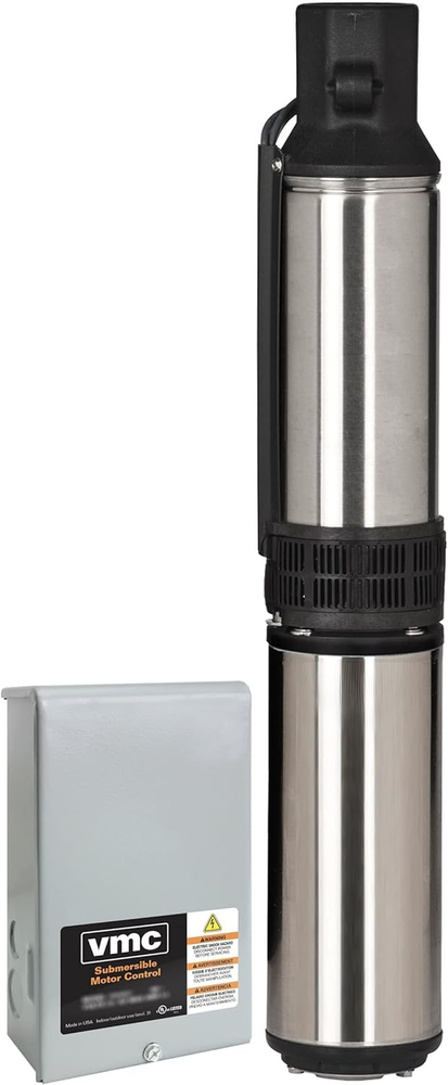 4-inch Submersible Deep Well Pump with Control Box, 3/4 HP, 12 GPM, 3-Wire,Steel