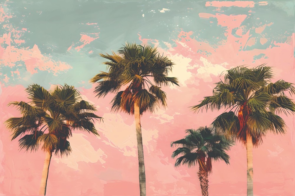 Vibrant Palm Tree Pop Art Canvas Print 16x20 Inches Ready to Hang T59