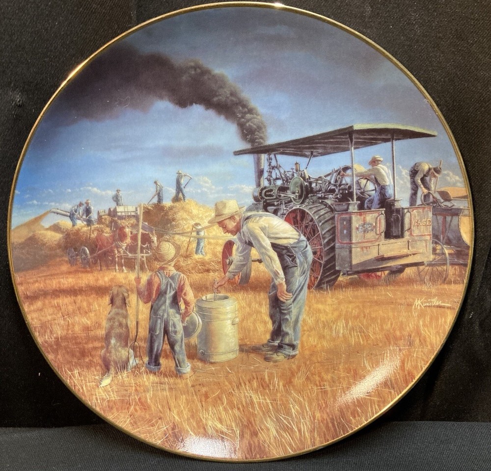 Mort Kunstler Tractor Horses Plate 8”Prairie Gold Farmland Memories