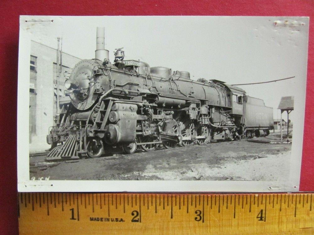 Atchison Topeka & Santa Fe Railroad 4-8-4 Locomotive #3750 B&W Photo At&Sf Rr