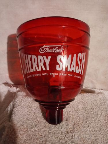 ANTIQUE RUBY RED FOWLER'S CHERRY SMASH SYRUP DISPENSER