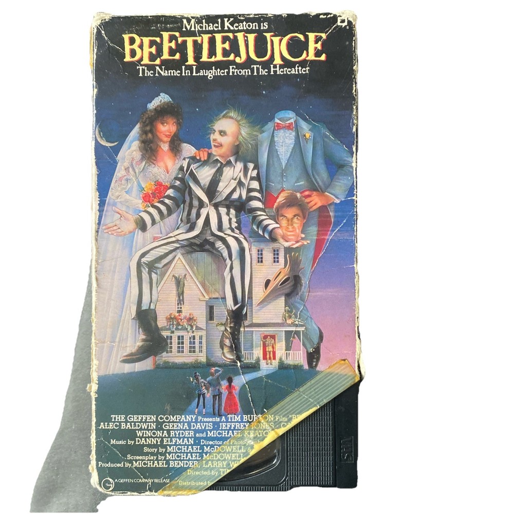 Beetlejuice (VHS Tape 1988) Tim Burton Works Alec Slip Cover Is Torn And Dated