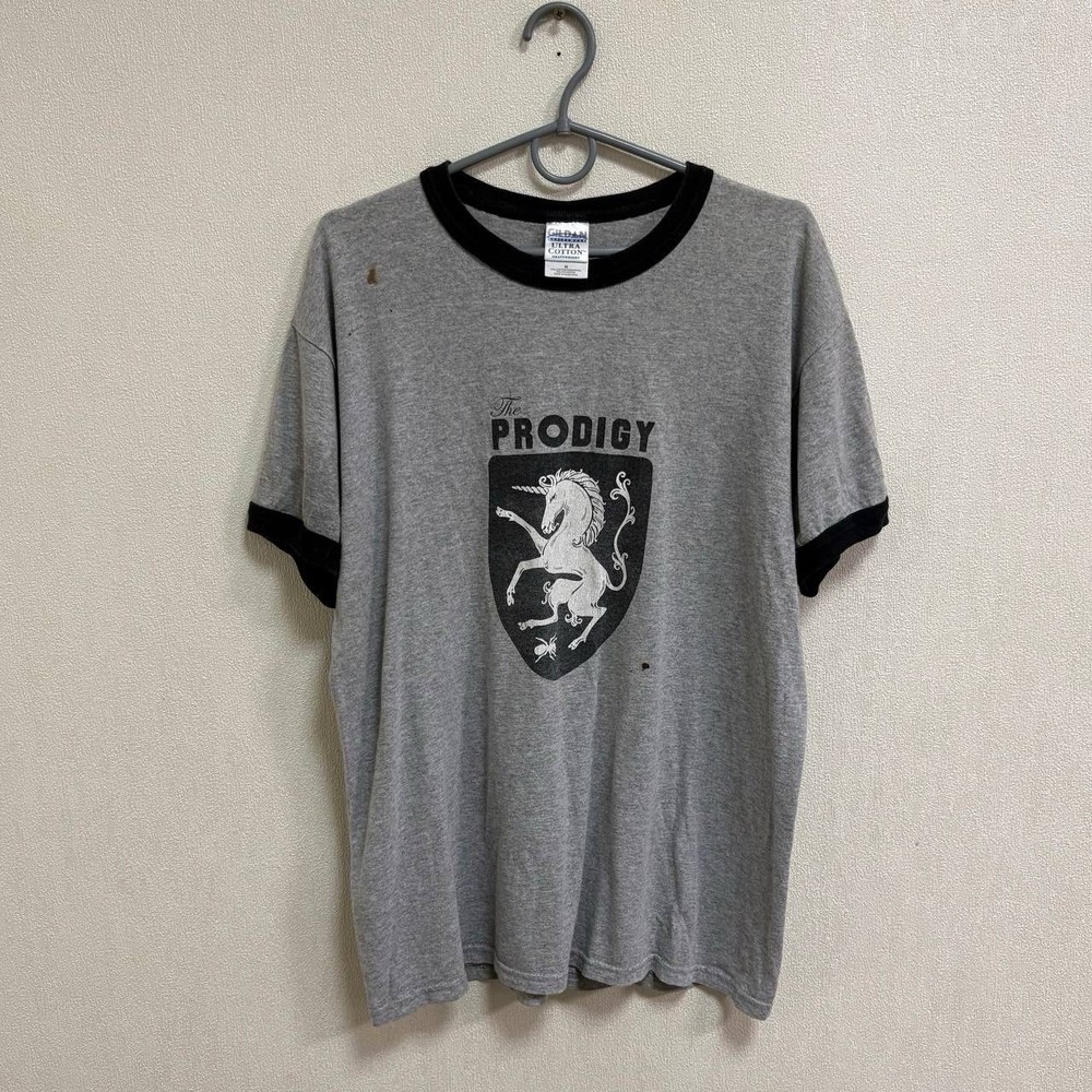 RARE The Prodigy Unicorn Big Logo Vintage 00s Music Band Grey T-Shirt Men’s Sz M