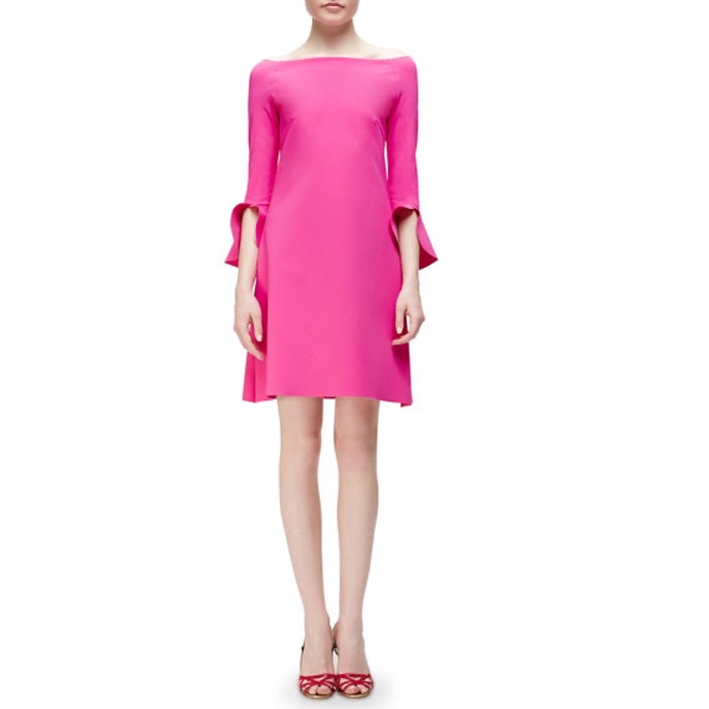 Chiara Boni La Petite Robe magenta Sheila 3/4-Trumpet-Sleeve Dress SZ IT 42