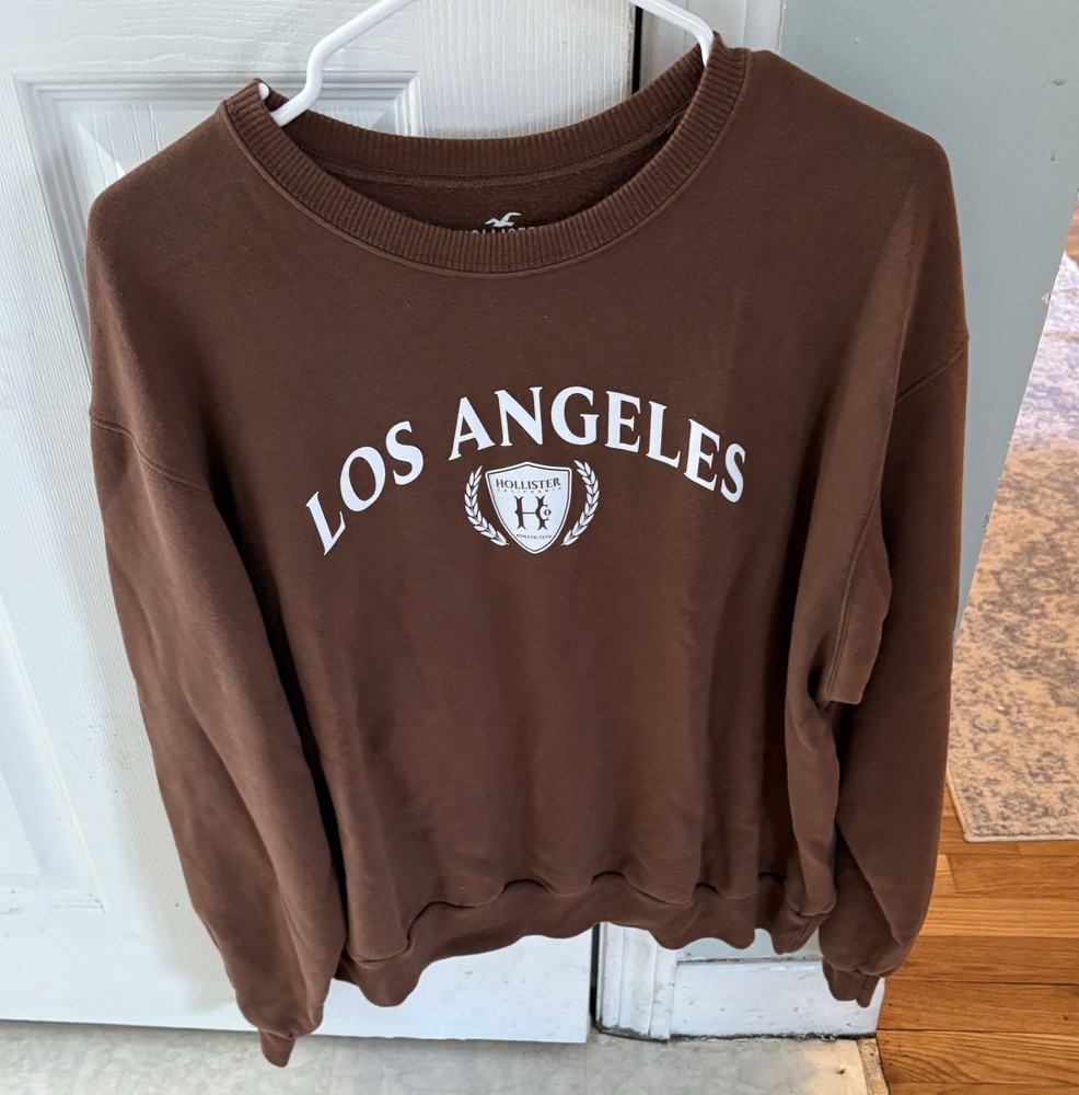 Hollister Brown Women’s crewneck pullover sweatshirt Size L Preowned