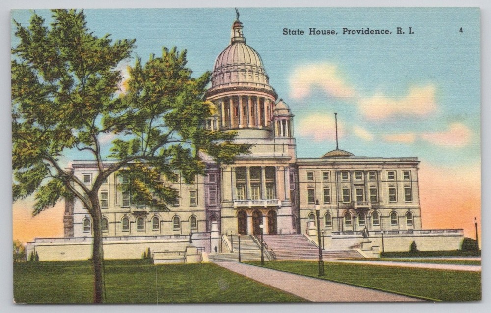 State House Providence Rhode Island Linen Postcard Berger Bros. c1930s